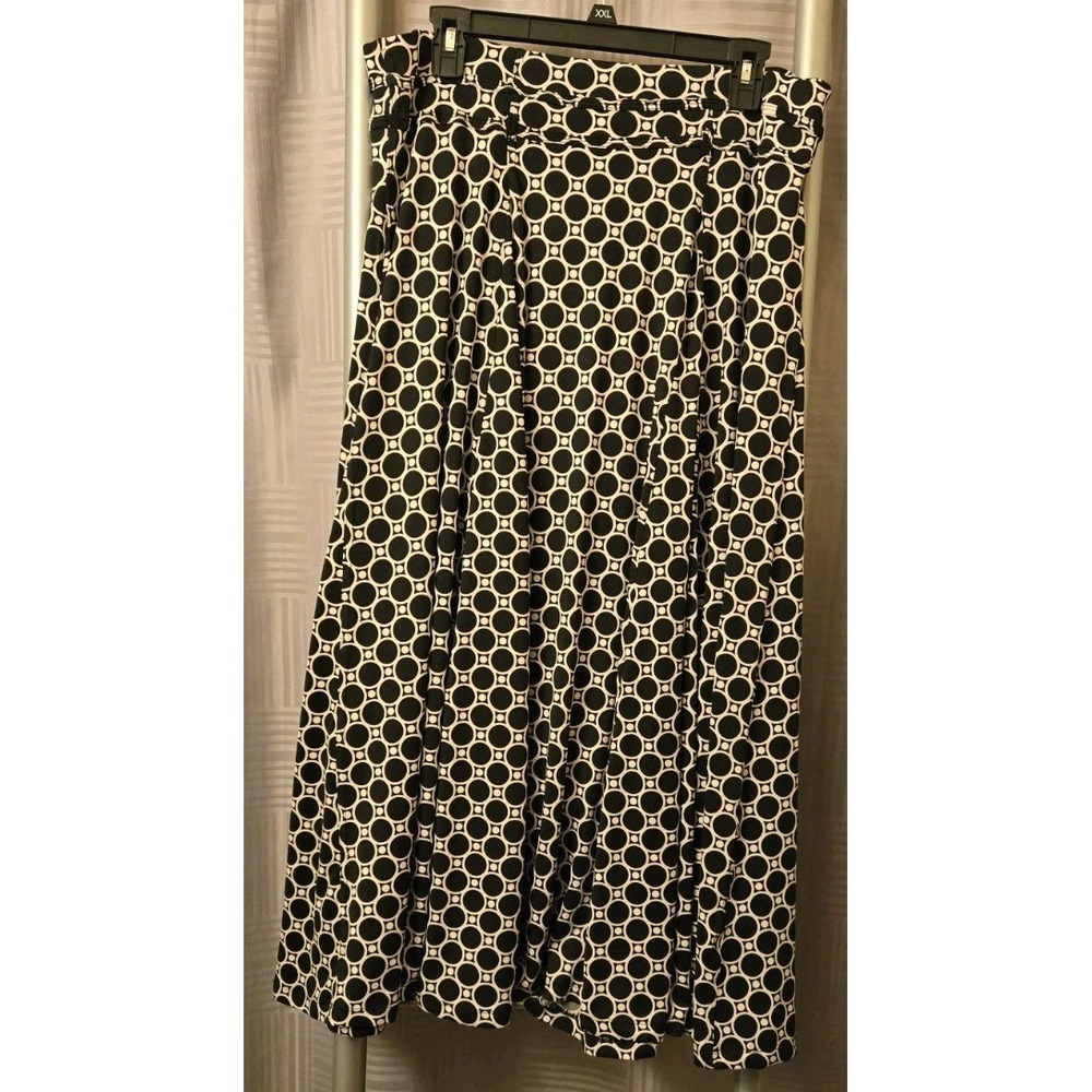 Lapis Black Cream Circular Medallion Maxi Skirt Size Large L Career Office